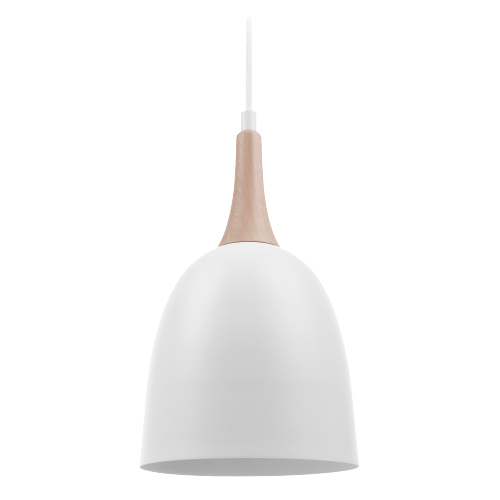 Colgante modelo Nordic E27 blanco con madera diámetro 18cm